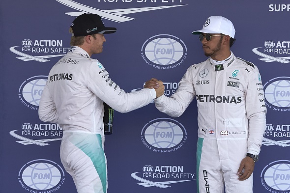 Formel 1 - MERCEDES AMG PETRONAS, Großer Preis von Mexiko 2016. Lewis Hamilton, Nico Rosberg ; Formula One - MERCEDES AMG PETRONAS, Mexican GP 2016. Lewis Hamilton, Nico Rosberg;