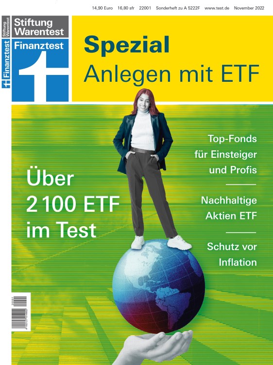 Aktueller ETFs Test im Finanztest Spezial Anlegen mit ETF © Stiftung Warentest